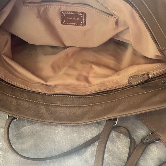 Nine West Tan Large “It Girl” Tote with attached coin purse - Picture 6 of 7